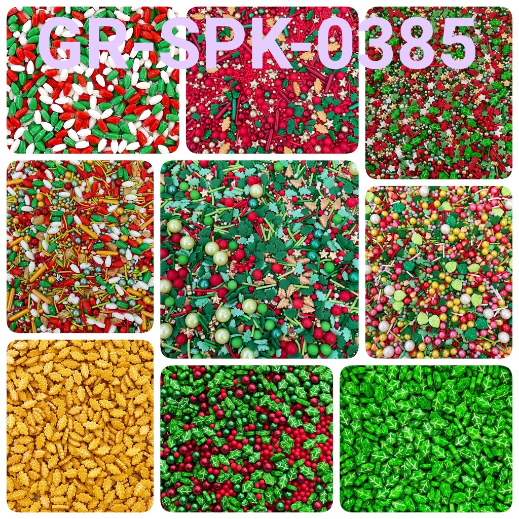 

GR-SPK-0385 Sprinkles sprinkle sprinkel 1kg natal ceri daun merah hijau (sprinkles)