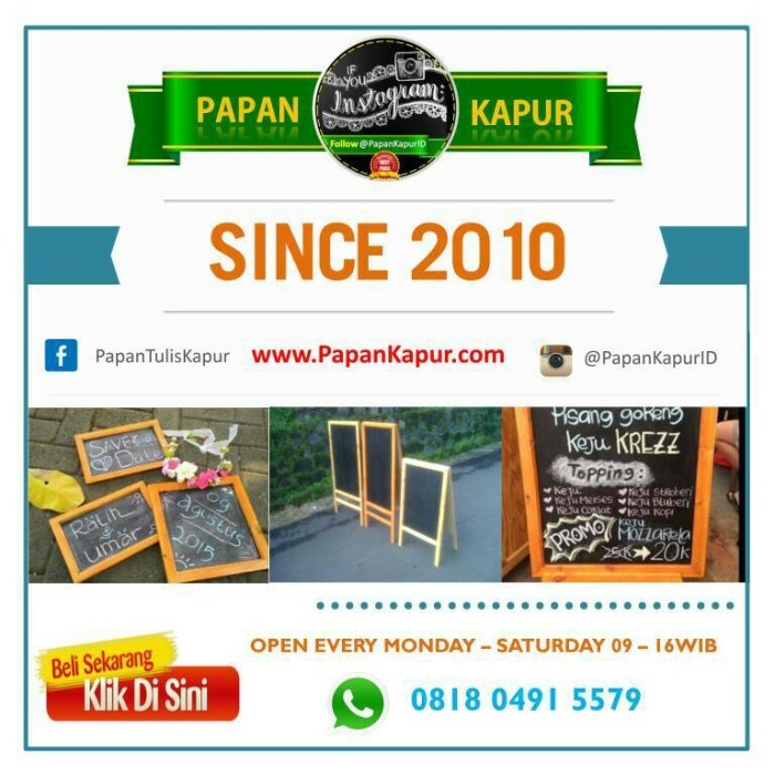 

Papan Tulis Kapur Menu Cafe (Chalkboard 50*80)