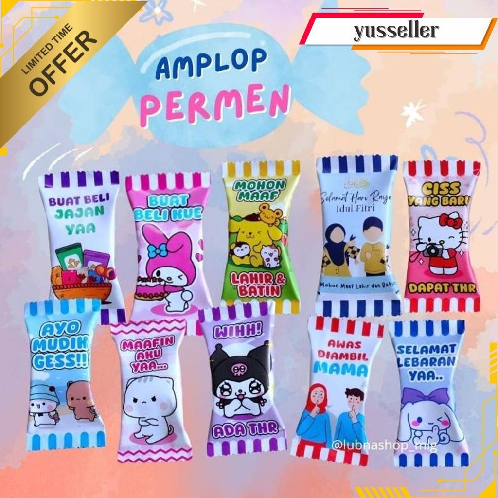 

Lubnashop Mlg Amplop Permen Lebaran 1 Pak Isi 10 Pcs Unik Motif Kuromi Grosir Terlaris