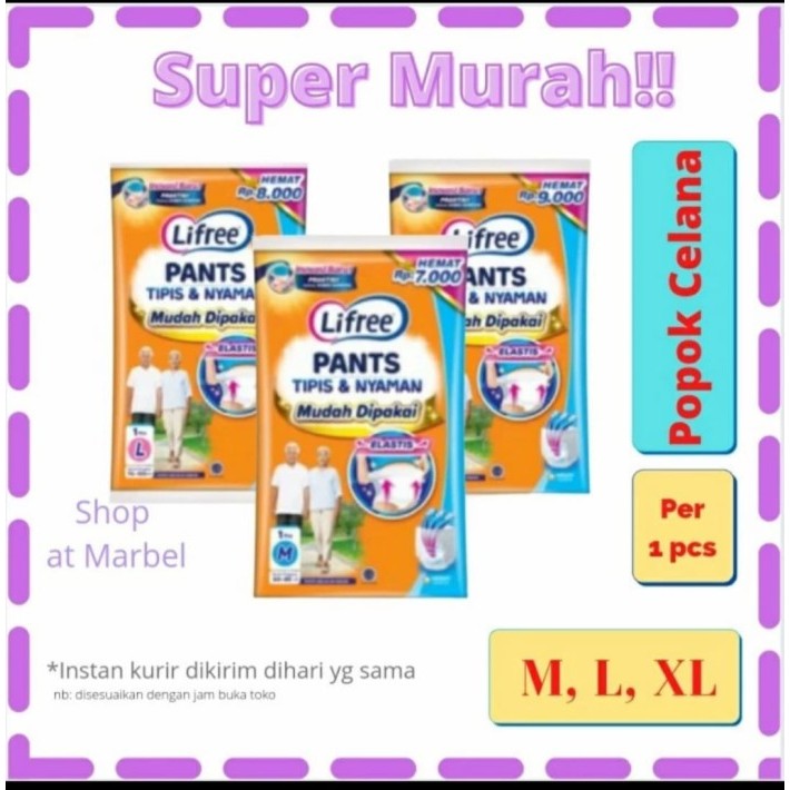LIFREE SACHET PANTS POPOK CELANA DEWASA M L XL