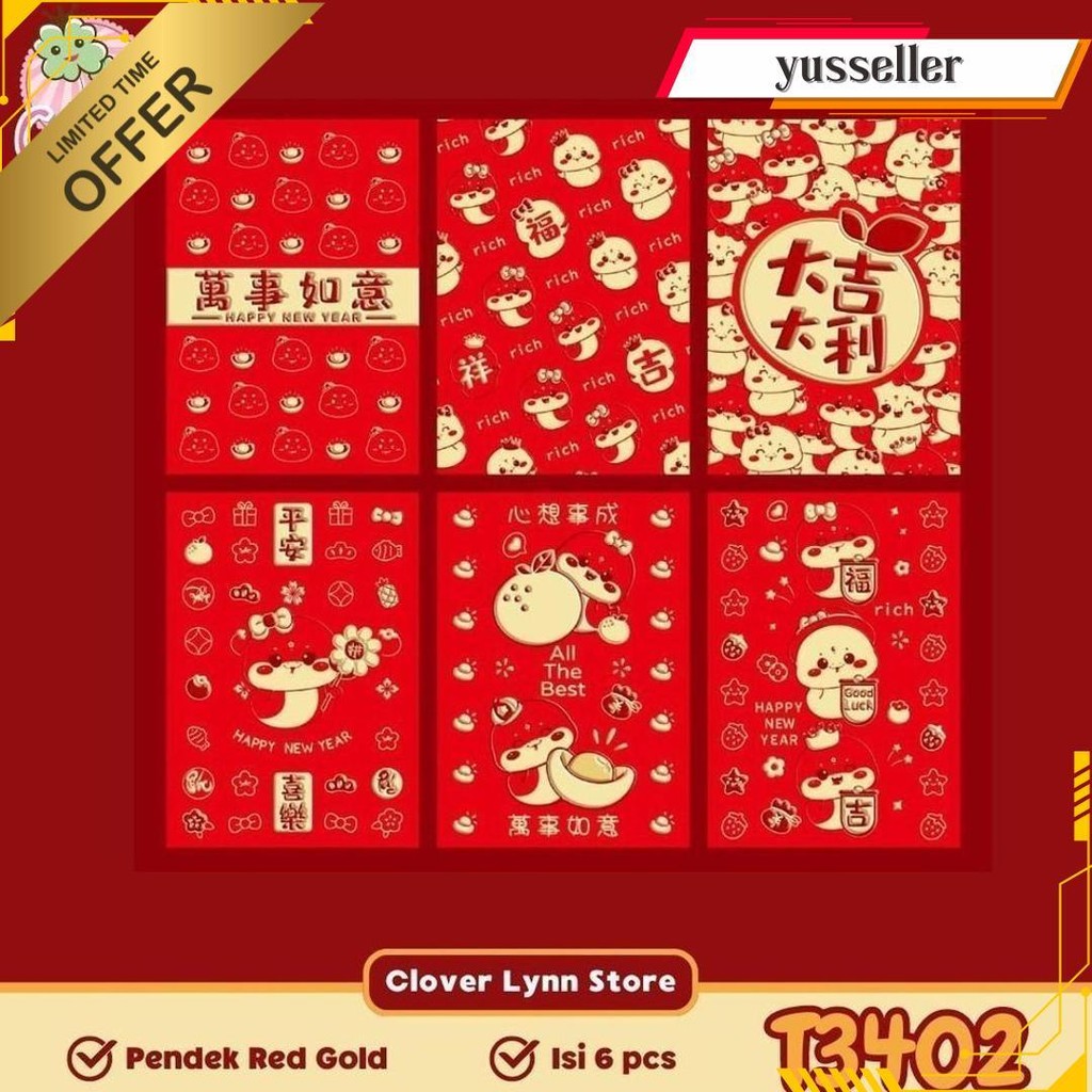 

Angpao Snake Red Gold Pendek Isi 6 Pcs Imlek 2025 Naga 2024 Amplop Tahun Baru China Dragon Ular Terlaris