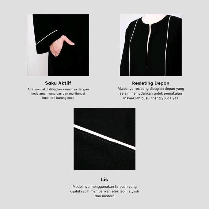 Abaya Hilma Premium  Gamis Arab Muslimah Terbaru Abaya Hitam Simple crinkle Airflow  Abaya Lis putih