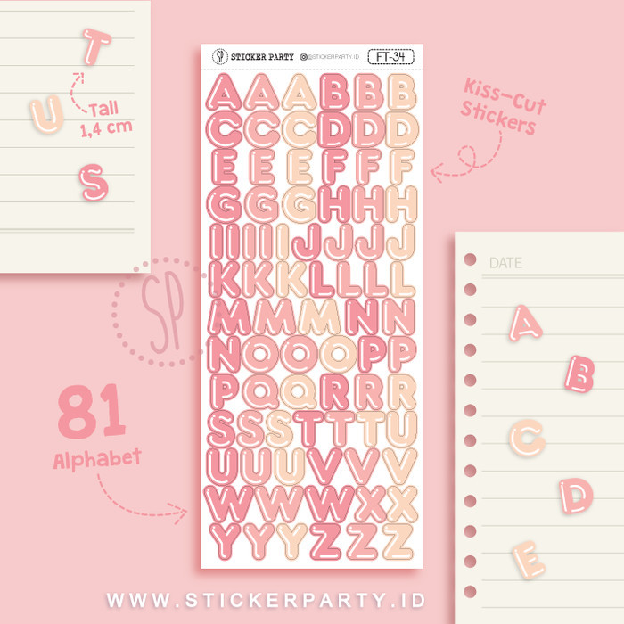 

*****] Stiker Huruf A-Z Balon Bubble Polaroid Polco Deco Merah Kuning (FT34)