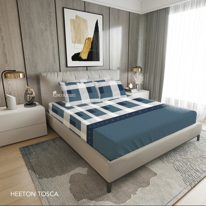 King Rabbit Organic Bamboo Collagen Complete Set Sprei & Bedcover Motif Heeton Toska