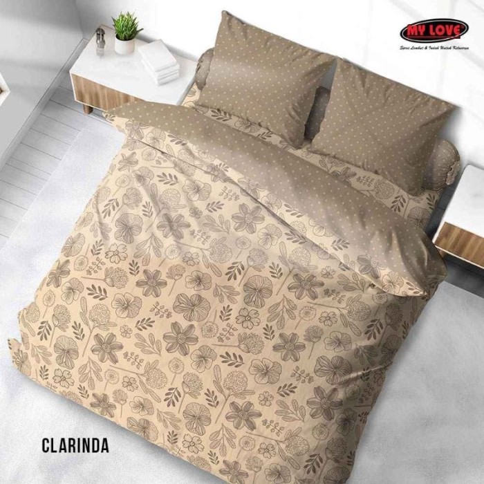 Satu Set Bed Cover MY LOVE Fitted 180x200, Bedcover Sprei Karet T30 cm