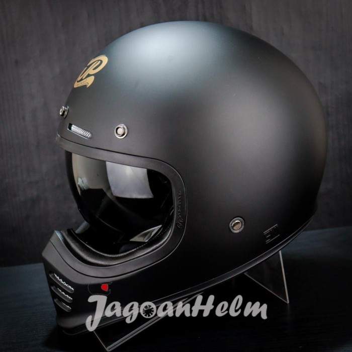Jpx Helm Jp Signature Black Doff Gold Retro Classic Ddring