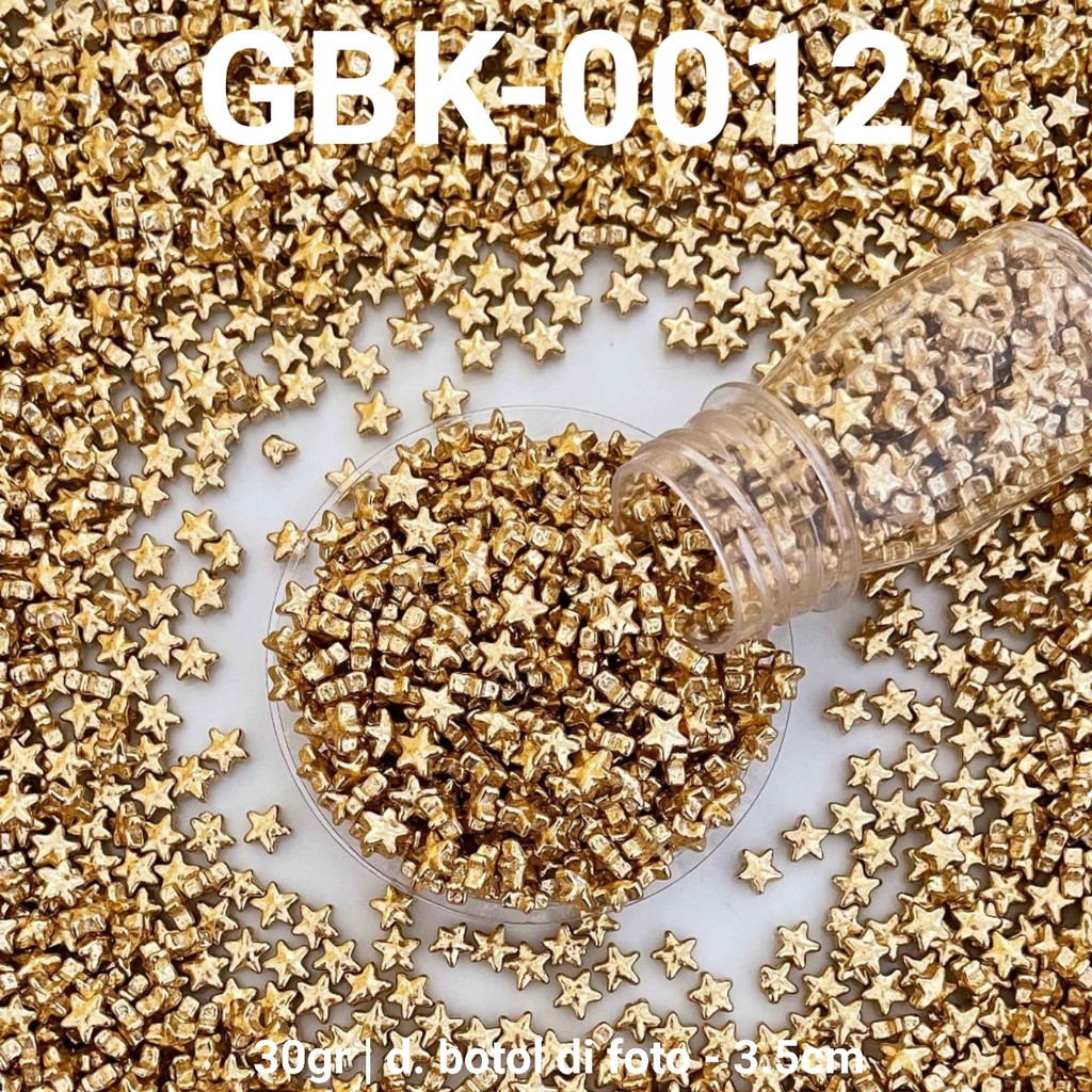 

GBK-0012 Sprinkles sprinkle springkel 30 gram bintang star gold emas (sprinkles)