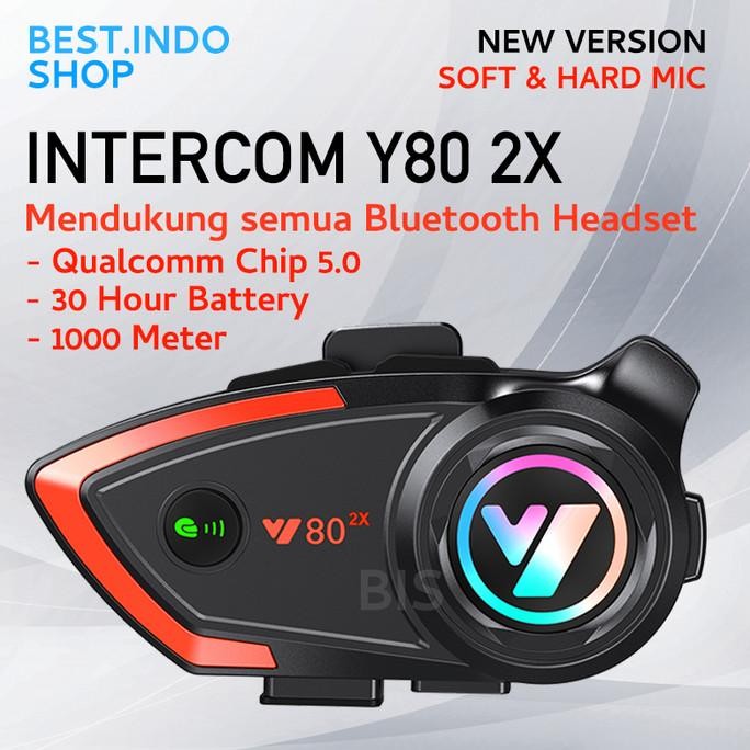 Intercom Y80 Helm Bluetooth Intercom Headset Rider 2 Arah