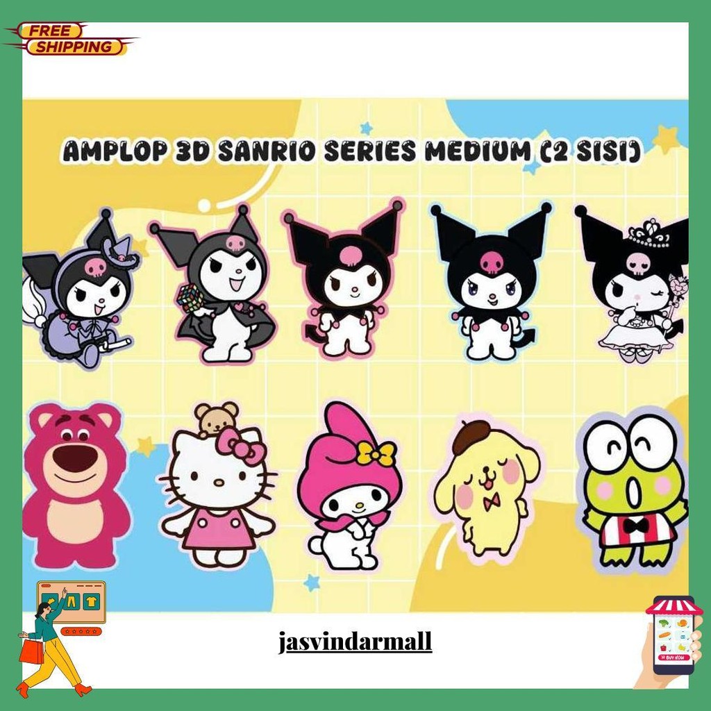 

10 Pcs Amplop 3D Labubu & Sanrio Series Terlaris
