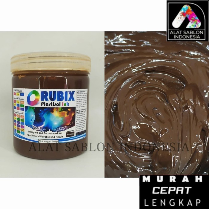 

PROMO! TINTA SABLON PLASTISOL RUBIX BROWN COKLAT 500GR