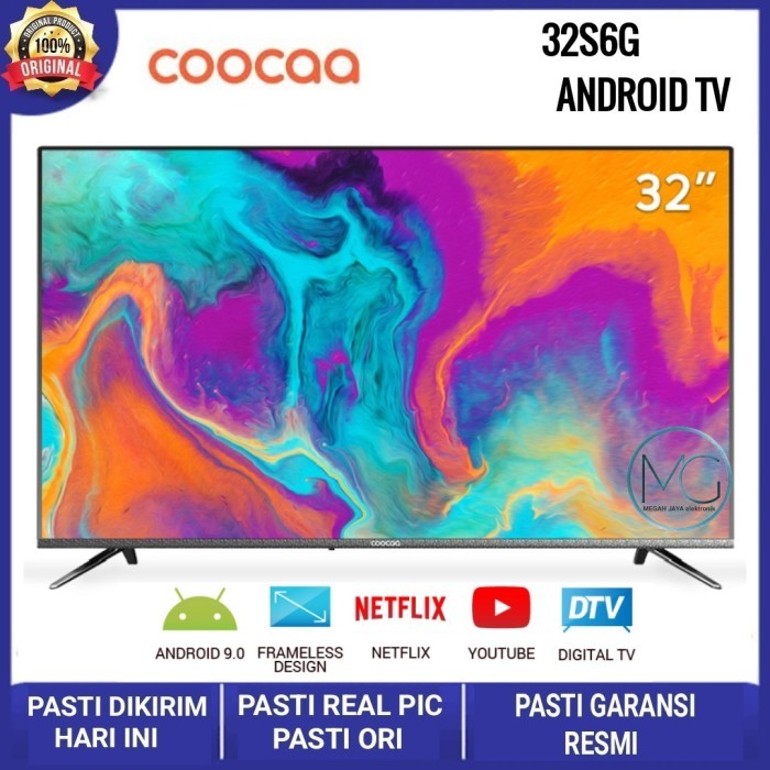 Coocaa Led Tv 32 Inch 32S6G Netflix Smart Android 9 Pie