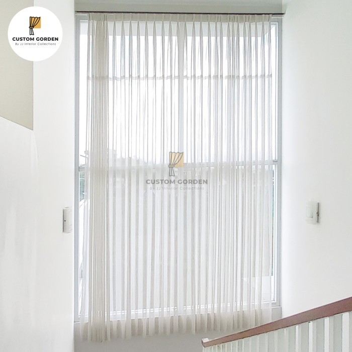 Vitrase Polos Minimalis Pelapis Gorden Voile Kain Putih Transparan -Cg