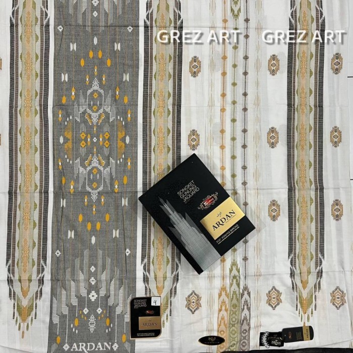 Kosanshoop (Part 2) Sarung Ardan Sgj Putih Songket Jacquard Gold Original - Motif Bhs - By.