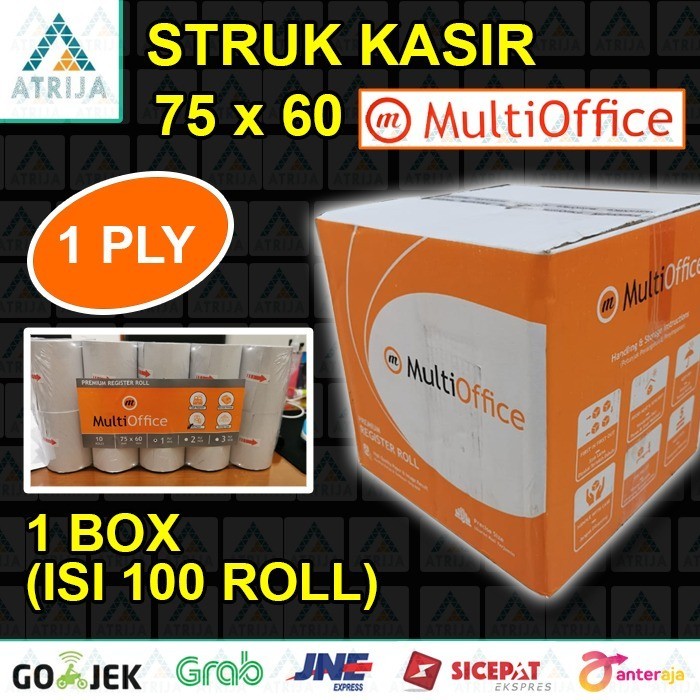 

TERBARU! 1 BOX(100) TELLSTRUK MULTIOFFICE KERTAS STRUK KASIR NCR 75x60 mm 1 ply