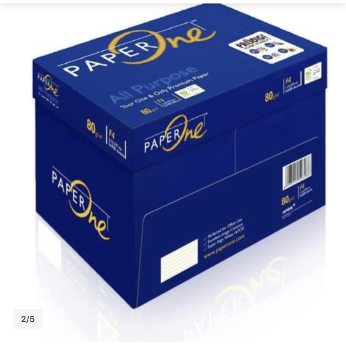

Paper One F4 80 Gr/1 Box/5 rim/ kertas HVS/ Gosend / Grab Max : 2 Box