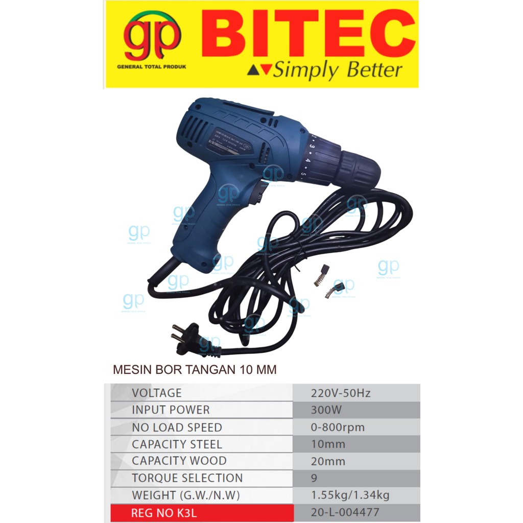 BOR TANGAN BITEC SDM 10-28 AD 10 MM, DRILL BITEC SDM 10-28 AD 10 MM