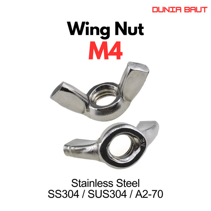 Mur Kupu-Kupu M4 / Mur Kuping M4 / Wing Nut M4 Stainless SS304