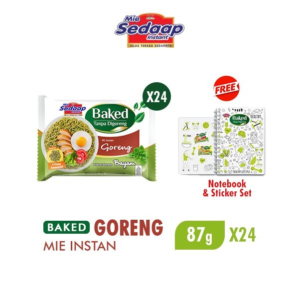 

TERLARIS SEDAAP BAKED MIE INSTAN GORENG BAG 87 GR X24 FREE NOTEBOOK + STICKER SET MURAH!!! MURAH