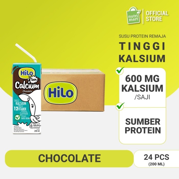 

TERLARIS 1 KARTON - HILO TEEN UHT CHOCOLATE MILK 200 ML X 24 PCS READY TO DRINK (RTD) - SUSU TINGGI