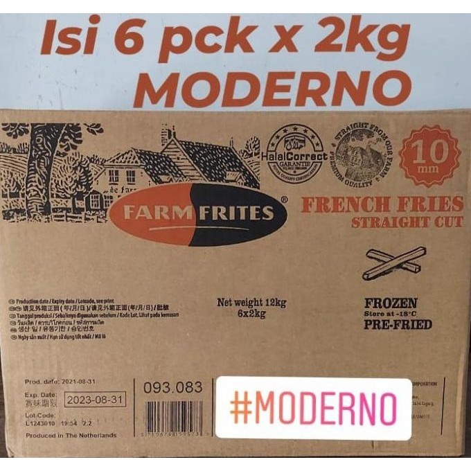 

Kentang Goreng French Fries Farm Frites Straight Cut 2 Kg - Kartonan Original