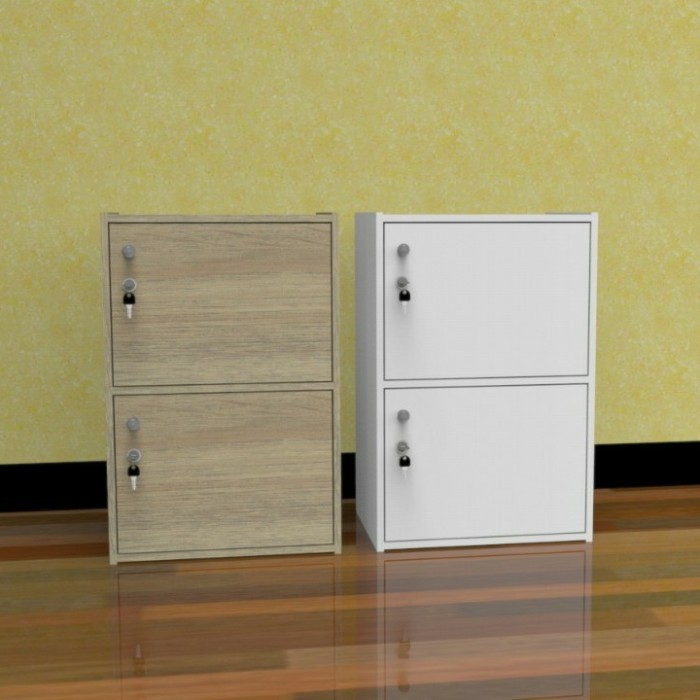 Rak Buku Lemari Serbaguna Susun 2 Tutup Pintu Kunci Minimalis Kantor
