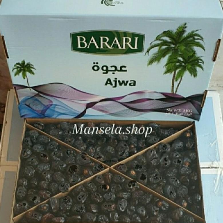 

kurma Ajwa Barari isi 3 kg. Original packing pabrik. expired juni 2026