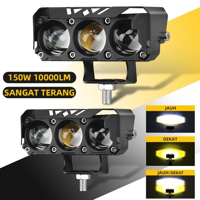 

TERLARIS LAMPU TEMBAK LASER SQL 3 MATA SUPER BRIGHT HI LO 150 WATT LAMPU TEMBAK MOTOR MOBIL 10000LM