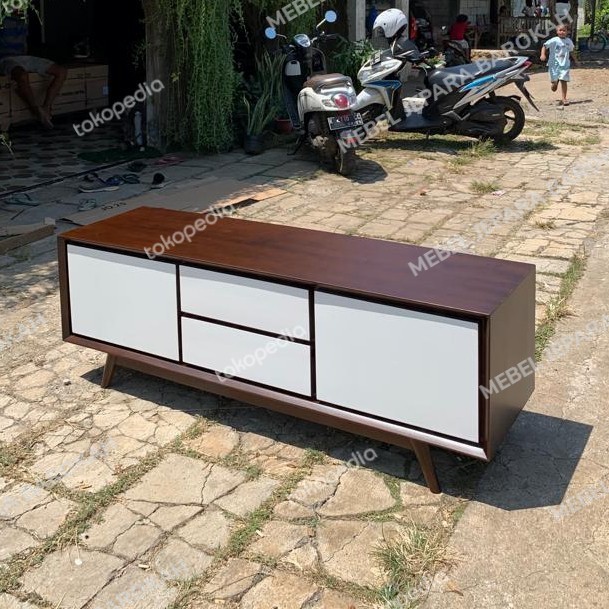 Bufet Tv Kayu Jati Meja Tv Retro Scandinavian Klasik Kayu Jati 150Cm