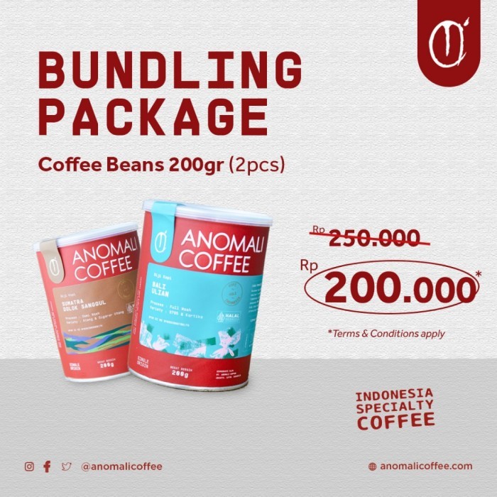 

TERLARIS ANOMALI COFFEE PAKET BIJI KOPI INDONESIA - 2 KALENG - 200 GRAM MURAH!!! MURAH