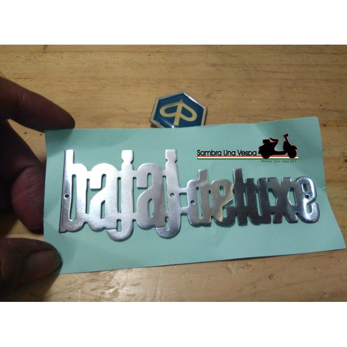 Emblem Logo Merk Tulisan Vespa Bajaj Deluxe Chrome Termurah Langka