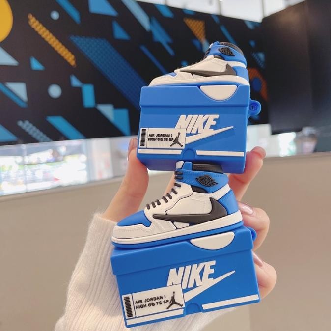 BARU AIRPODS CASE 3D AIR JORDAN 1 HIGH TRAVIS SCOTT BLUE GEN 1 2 3 PRO