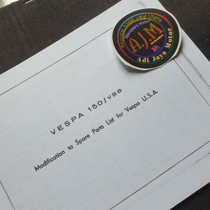 Buku Parts Catalog Catalogue Copian Vespa 150 Mod Vbb Termurah Langka