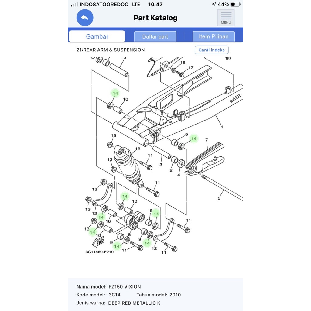Sil Unitrack Dudukan Shock Vixion Ori Yamaha 93106 17801 Termurah Langka
