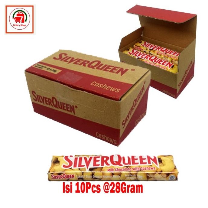 

TERBARU SILVERQUEEN ALMONDS CASHEWS MILK CHOCOLATE 1 BOX ISI 10PCS 280GRAM !!!!!