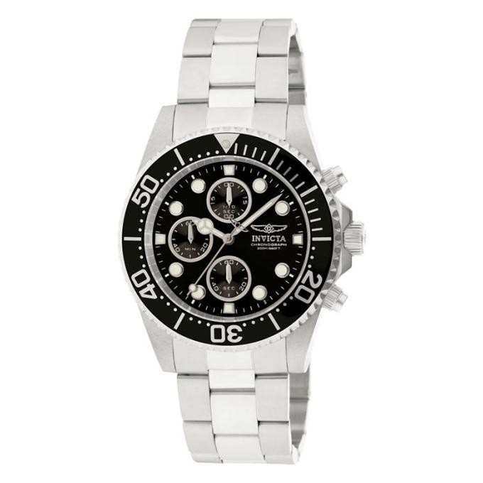 Promo Jam Tangan Pria Invicta Pro Diver 1768 Chronograph Black Dial Stainle