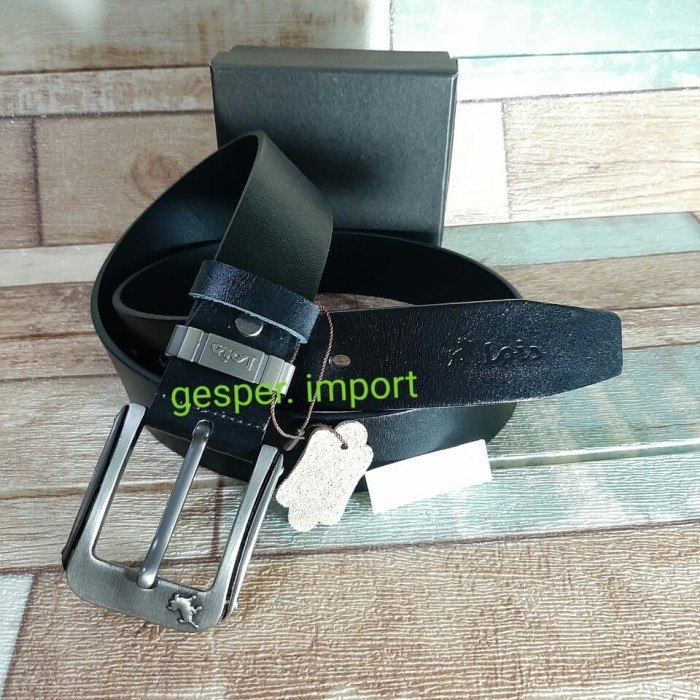 gesper pria lois model jarum bahan tali asli kulit selapis