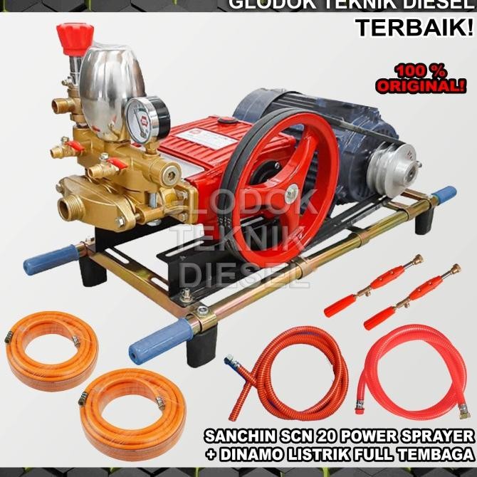 Ori - Sanchin Mesin Power Sprayer SCN 20 + Dinamo Listrik Full Tembaga Paket Termurah
