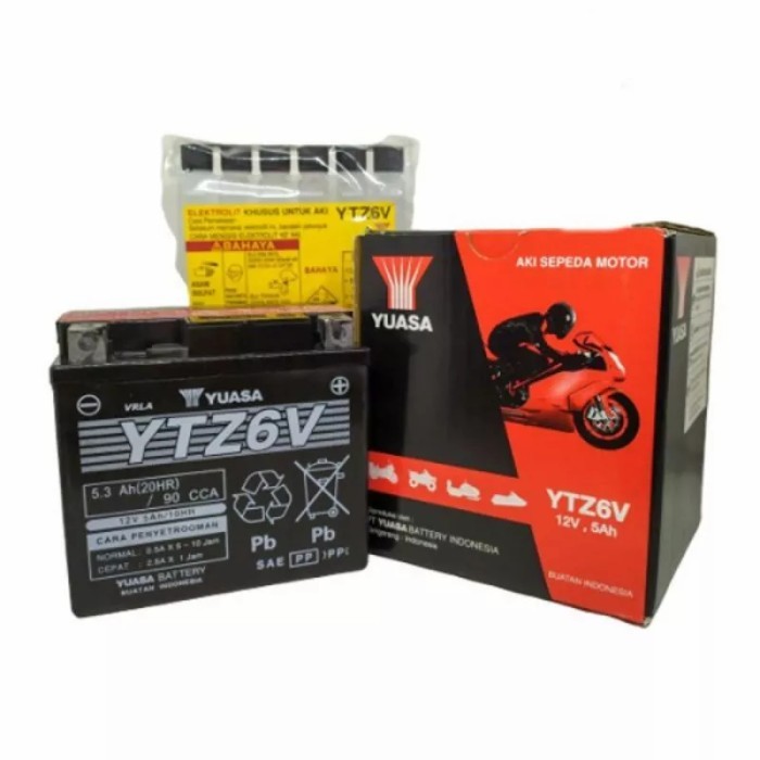 Aki Motor Honda Vario 125/150 Yuasa Ytz6V Original Aki Kering