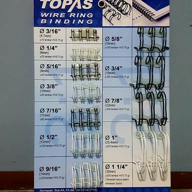 

Promo Ring Kawat Jilid 1in 2:1 Roll Spool Spiral TOPAS O-Binding Wire 1" COD
