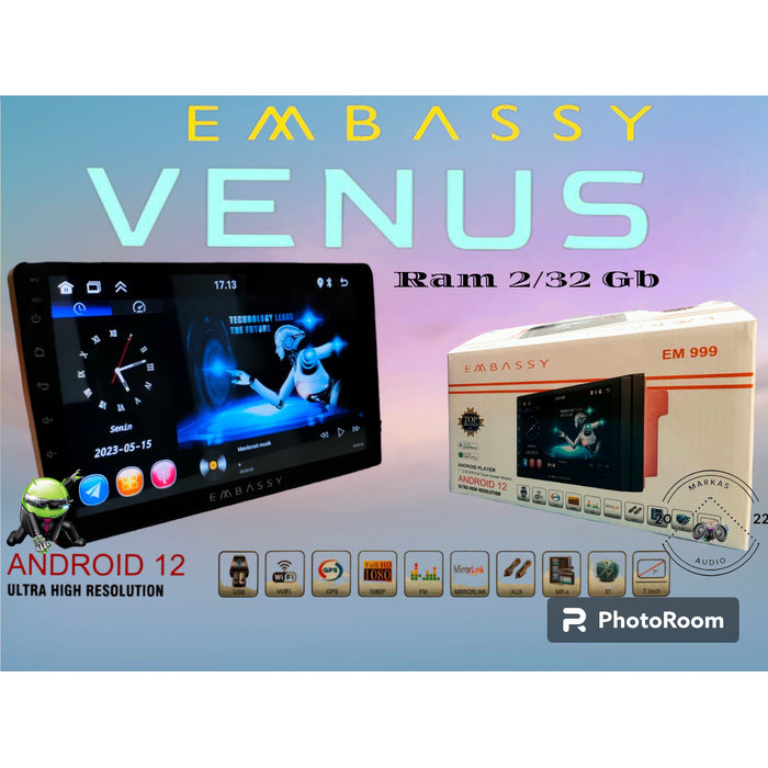 HEAD UNIT ANDROID 9 INCH EMBASSY RAM 2/32GB