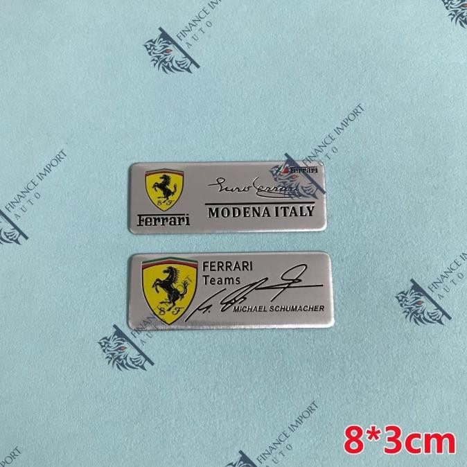 ready emblem alumunium ferrari by michael schumacher sticker plat ferrari