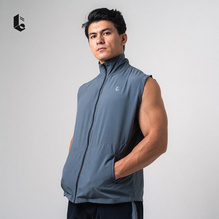 Terbaru Lockerwear Jaket Vest Windbreaker Sport Kaos Sleeveless Baju Tanpa Lengan Pria Olahraga Gym