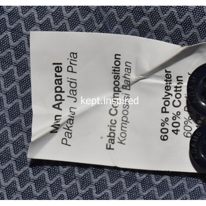 Kemeja Pria Stanley Adams Lengan Panjang Kerah Koko Navy Motif Kerropic