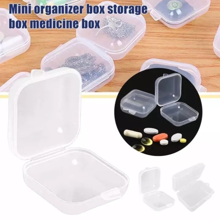 Kotak Plastik Mini Serbaguna Tempat Penyimpanan Perhiasan Obat Bening