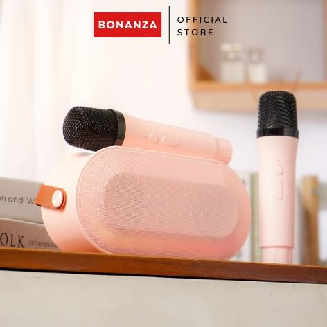 2 MIC SPEAKER BLUETOOTH MINI TANPA KABEL PORTABLE WIRELESS KARAOKE SET