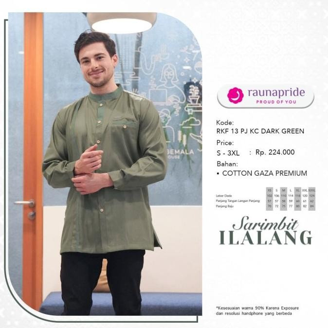 Koko Sarimbit Rauna 13 Ilalang Dark Green Baju Pria Muslim 2023 Takinpalas