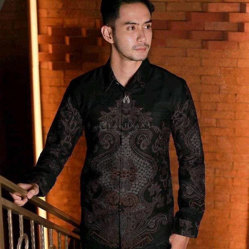 KEMEJA BATIK PRIA MURAH LENGAN PANJANG - BAJU BATIK KANTOR - SERAGAM BATIK PRIA KONDANGAN - ATASAN B