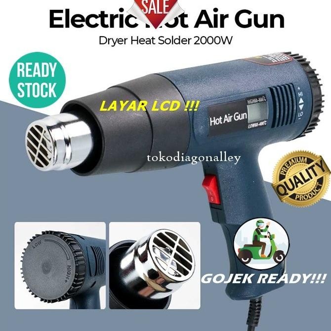 HOT GUN Blower Pemanas Kaca Film Sticker Solder Uap Pemanas Mika Lampu