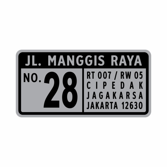 Plang Nomor Rumah 40Cm X 20Cm Plat Alumunium