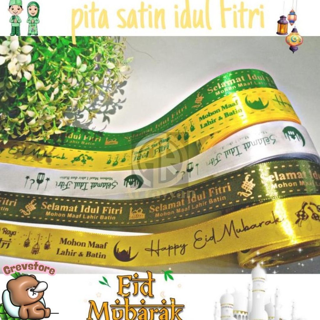 

( 1 Roll ) Pita Satin Idul Fitri 1 Inch 2.5 Cm Pita Kado Hiasan Hampers Lebaran Eid Mubarok Pita Lebaran 4 Cm 1.5 Inch 1/2 Inch 1.5 Cm Kilat